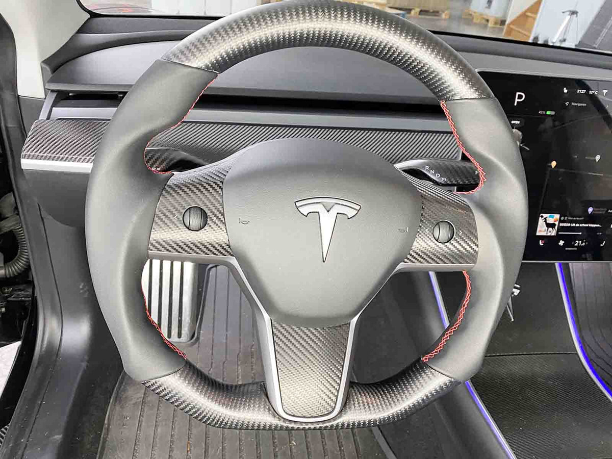 Neue 3 Stücke Carbon Faser Modelly Auto Lenkrad Panel Abdeckung Aufkleber  Trim Dekoration Für Tesla Modell 3 Y 2021 Geändert Zubehör Von 8,69 €