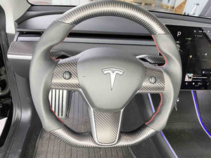 Anti-Pelz Tesla Lenkradabdeckung für Tesla Model 3 Model Y Model S  Ultradünnes Kohlefaserleder