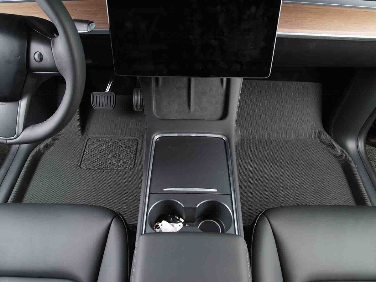 Tesla Model Y: Allwetter-Fußmatten-Set für den Innenraum (3 Stück, 3D-TPR-Gummi  - Torque Alliance