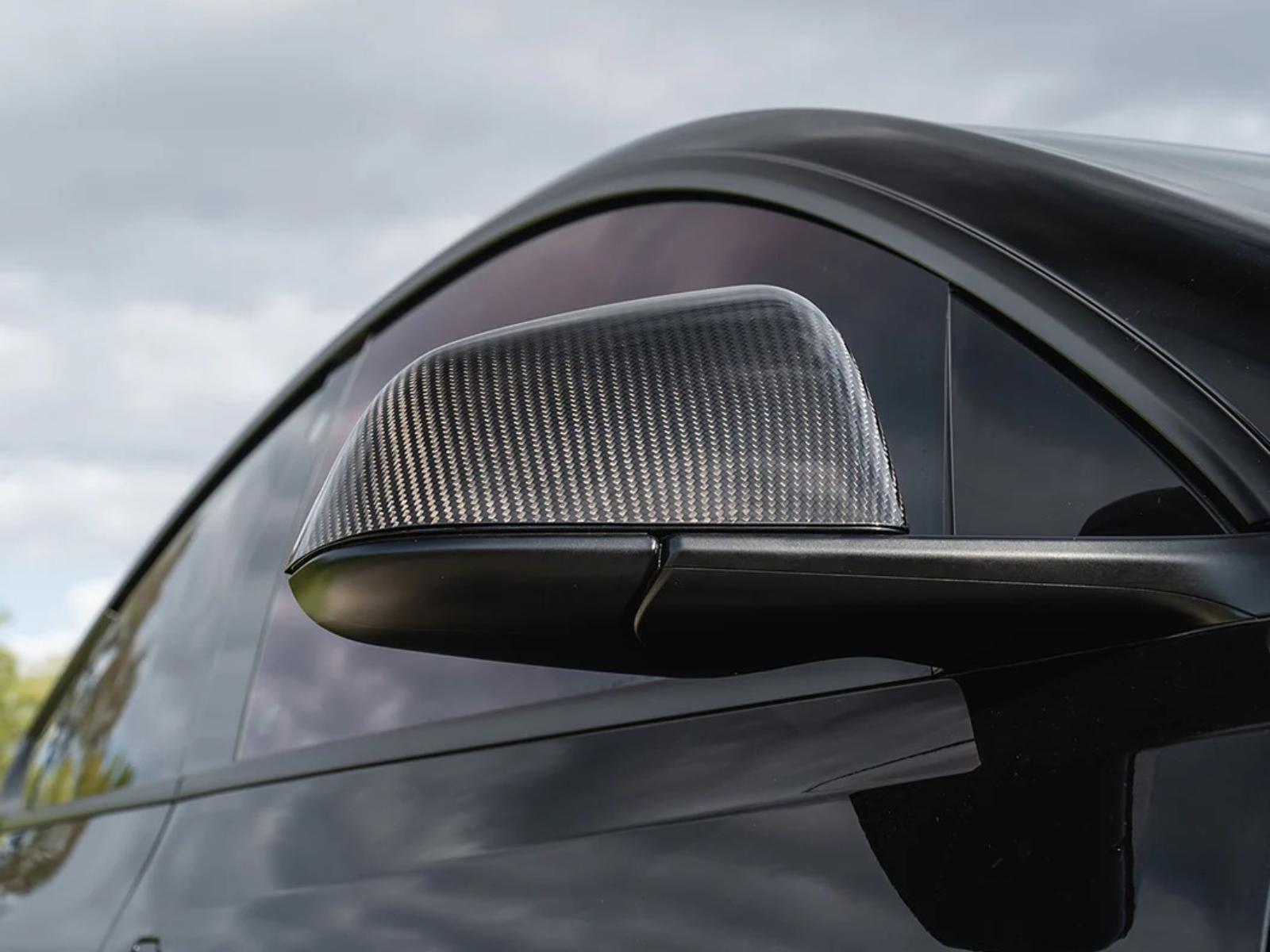 Tesla Model Y: Rearview Mirror Covers (Genuine Carbon Fiber Collection) - Torque Alliance