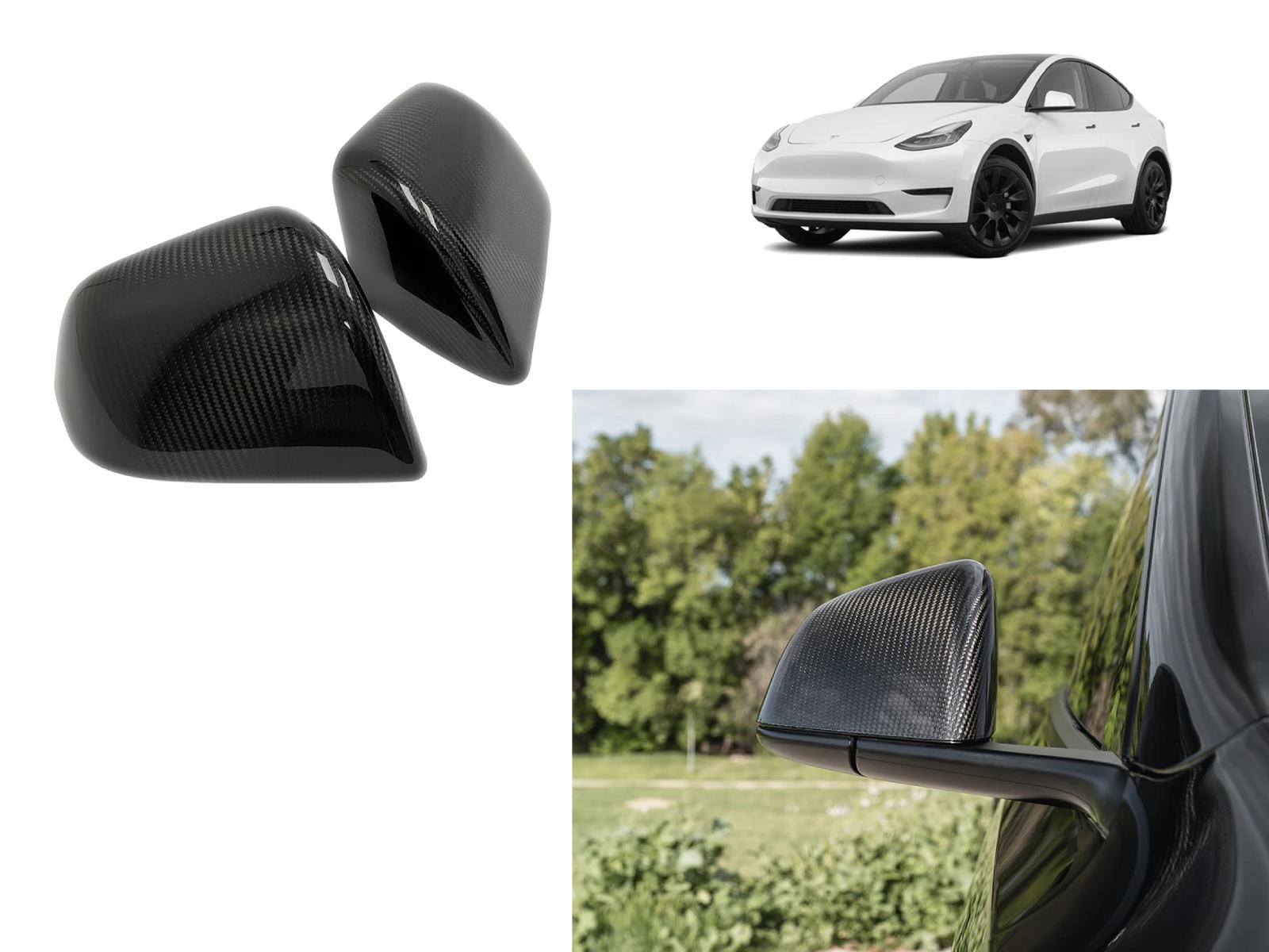 Tesla Model Y: Rearview Mirror Covers (Genuine Carbon Fiber Collection) - Torque Alliance