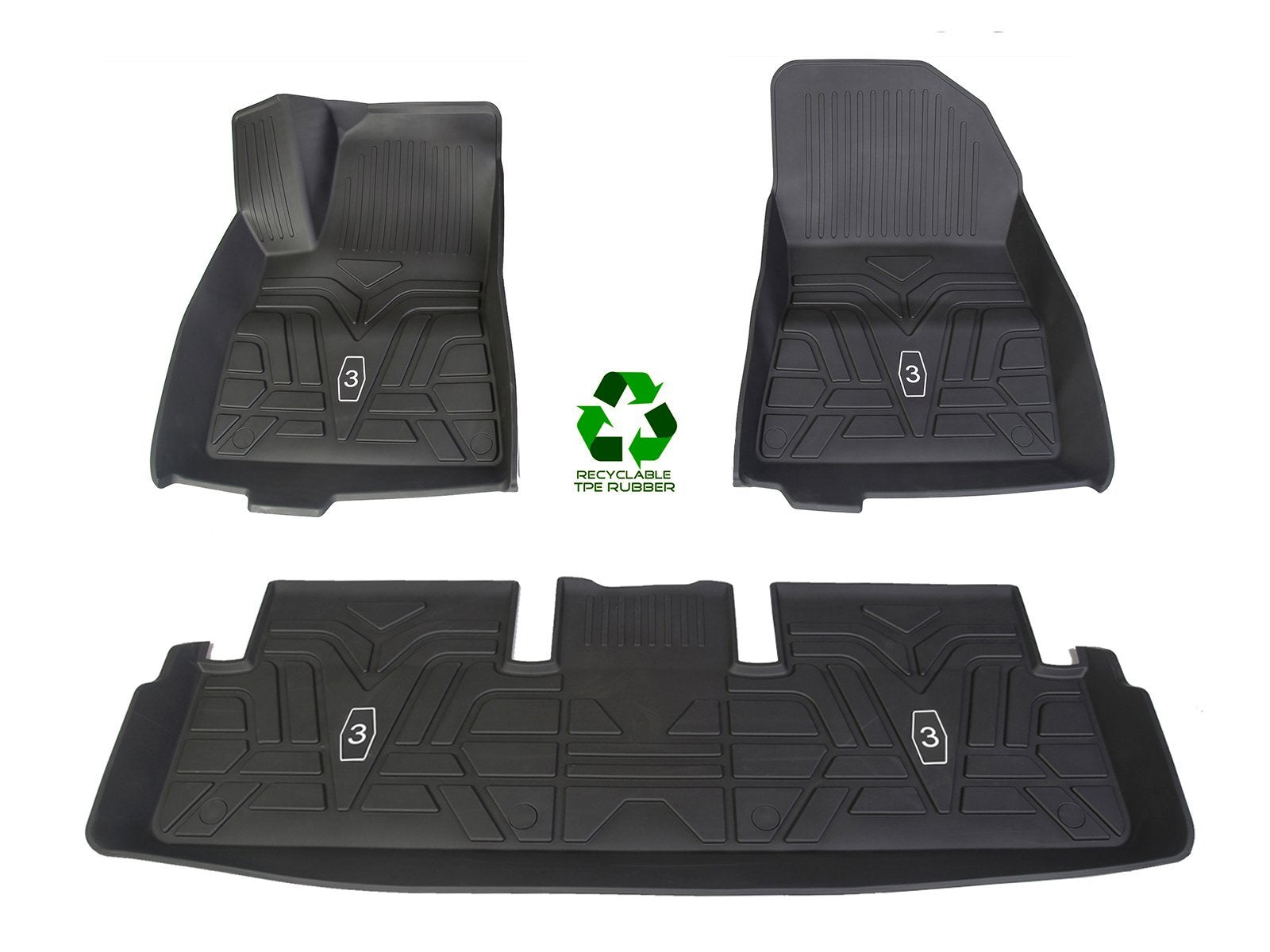 Model 3: All-weather Interior Floor Mats (TPE Rubber, 3 Pieces) - Torque Alliance