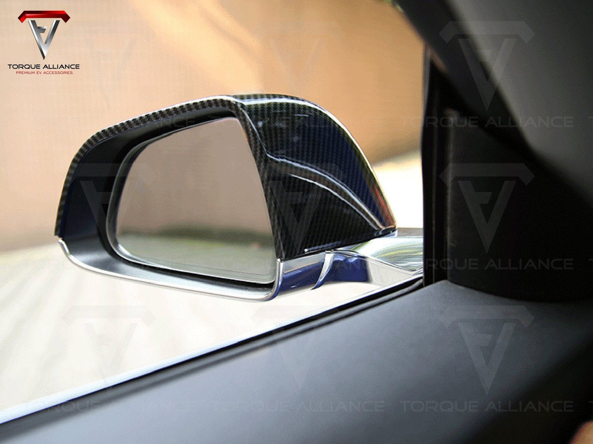 ABS Rearview Mirror Cover, Carbon-look - Tesla model 3 - Torque