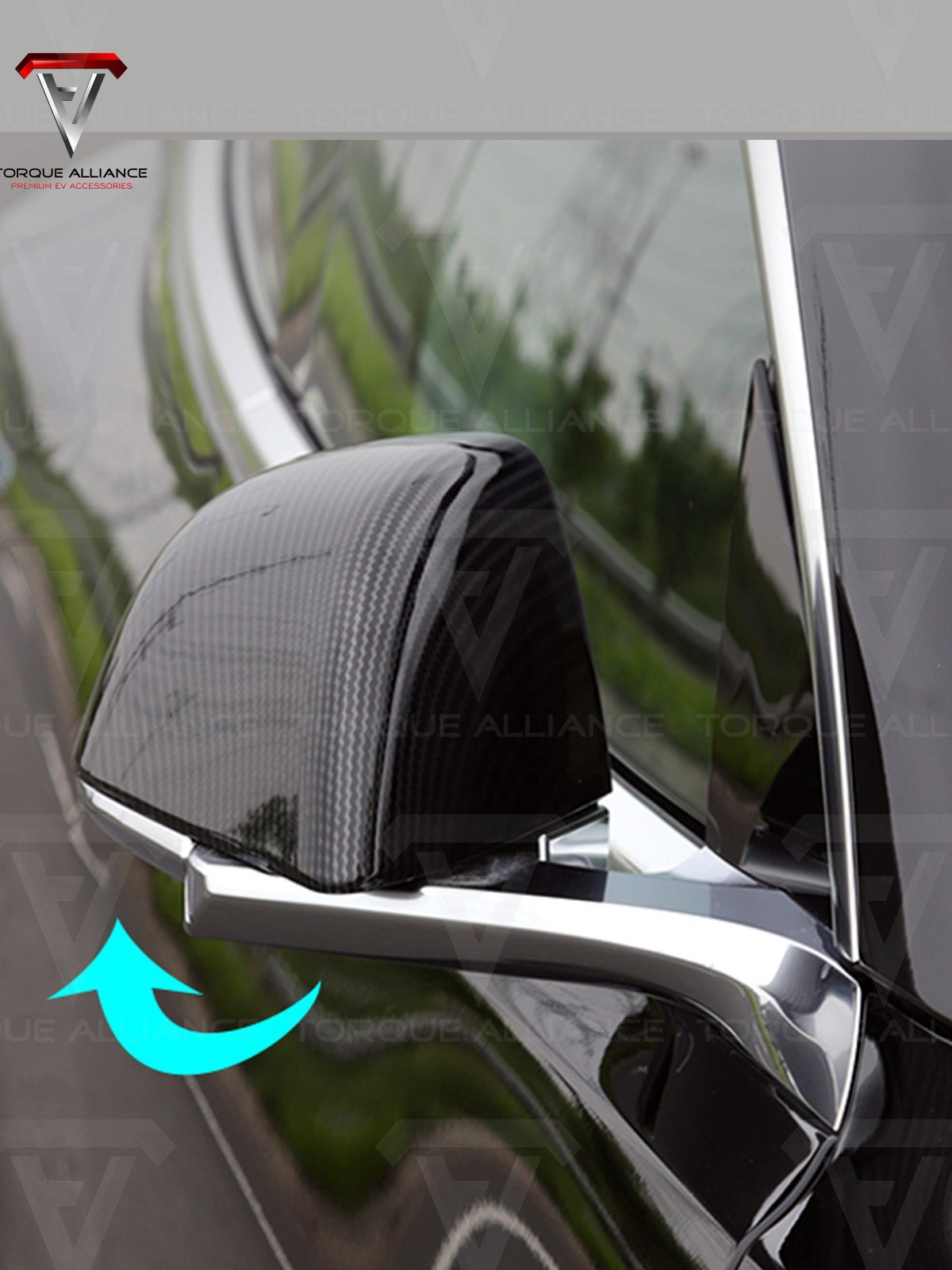 Model 3: Rearview Mirror Cover (2 pieces, Carbon-look) - Torque Alliance