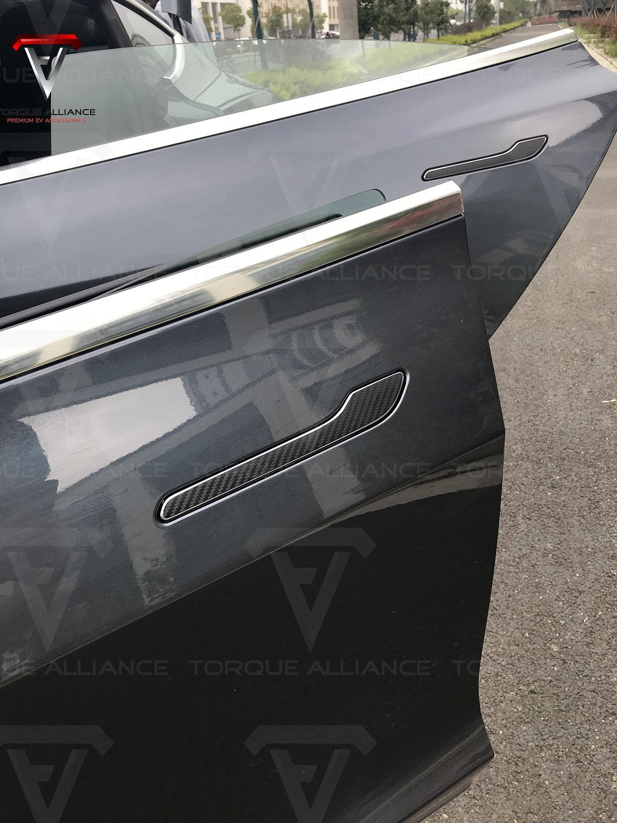 Model 3/Y: Door Handle Sticker (4 pieces, Carbon-look) - Torque Alliance