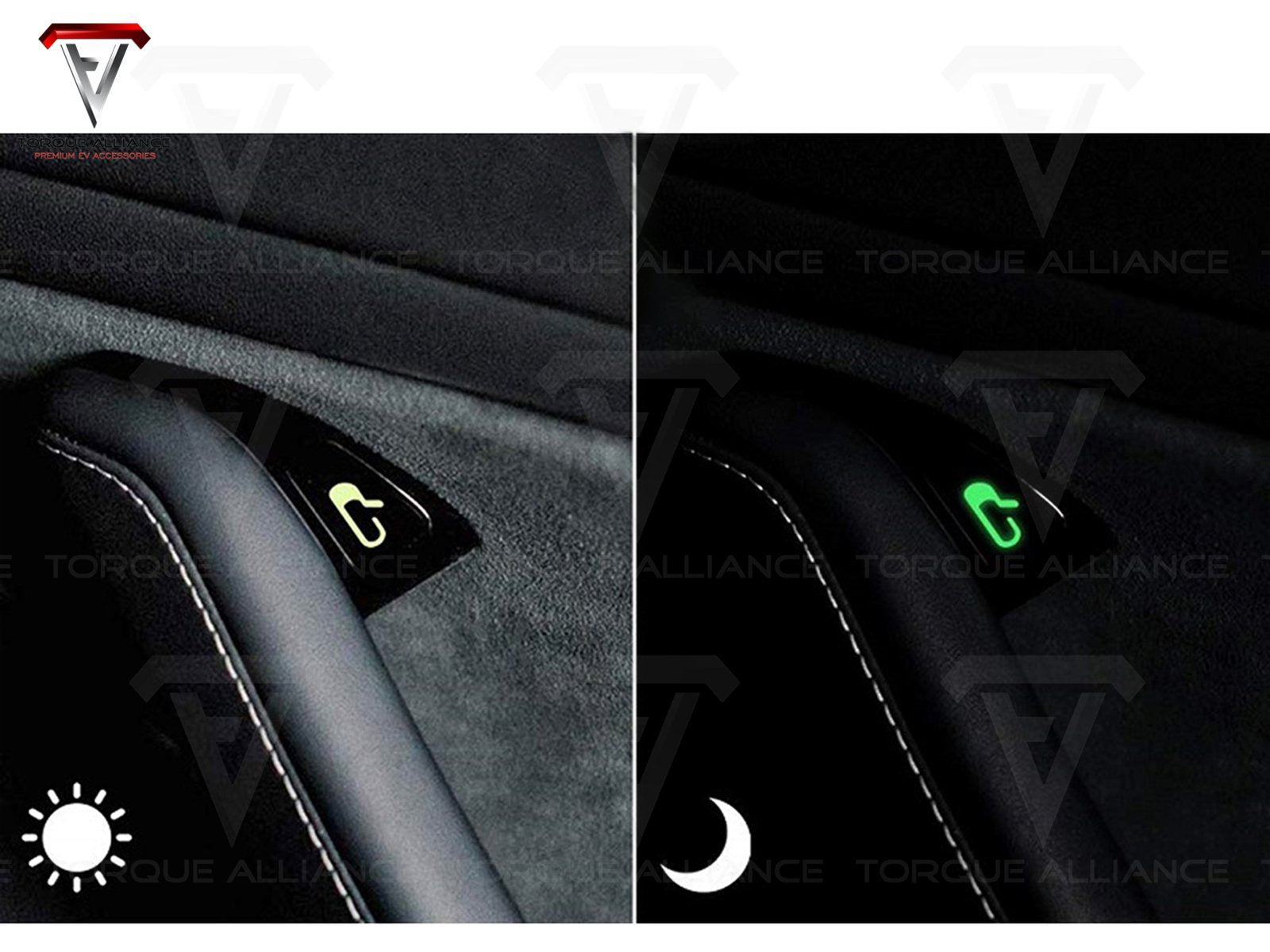 Model 3/Y: Door-open Button Stickers (8 pieces, Fluorescent) - Torque Alliance