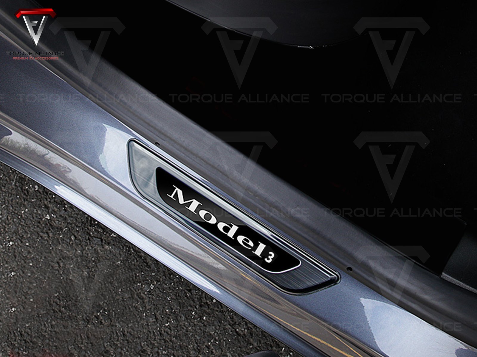 Model 3&Y: Door Sill Protectors (4 pieces, Durable Stainless Steel) - Torque Alliance