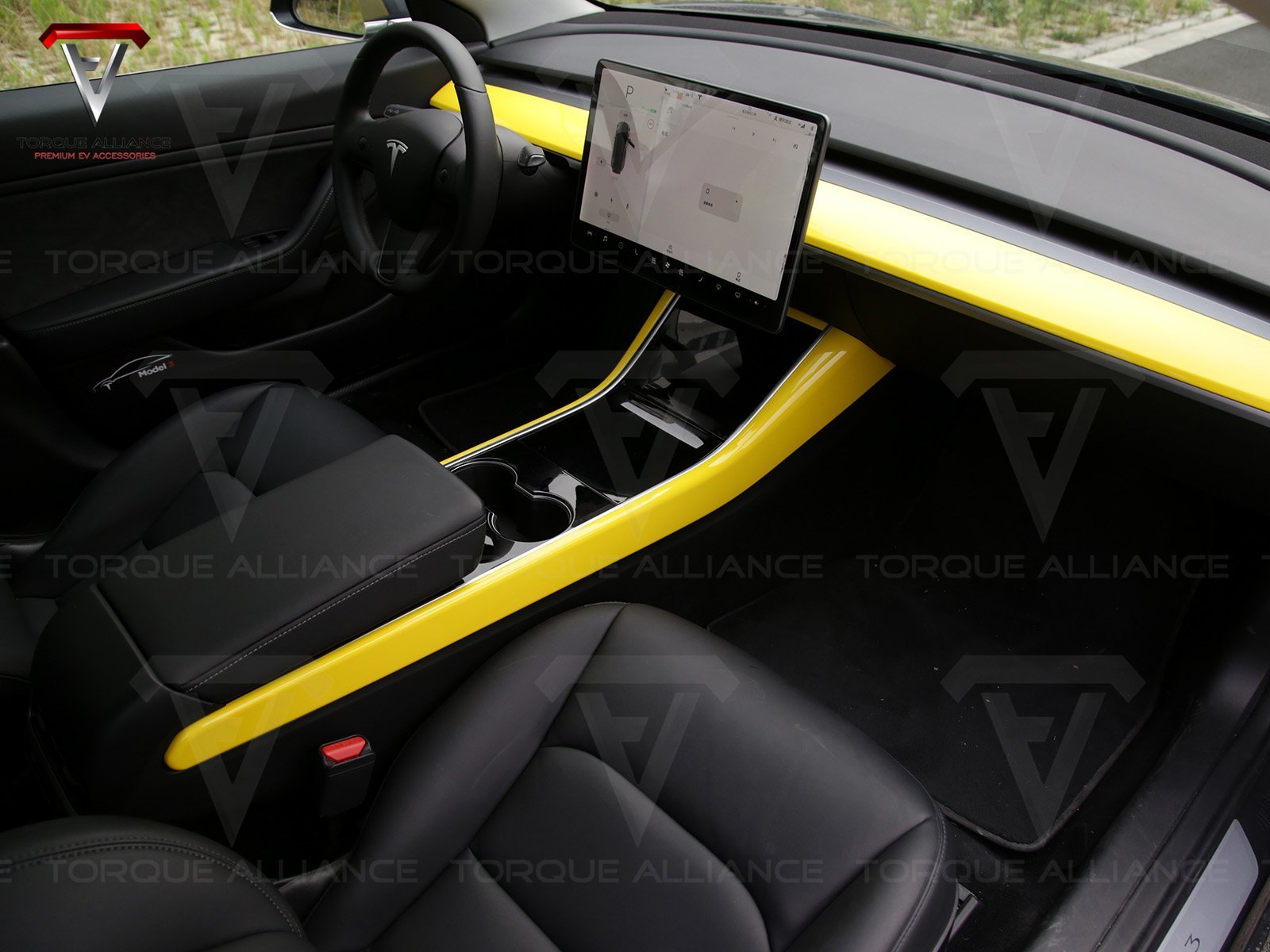 Model 3/Y: Middle Console Edge Trims (2 pieces, ABS + Coating) - Torque Alliance