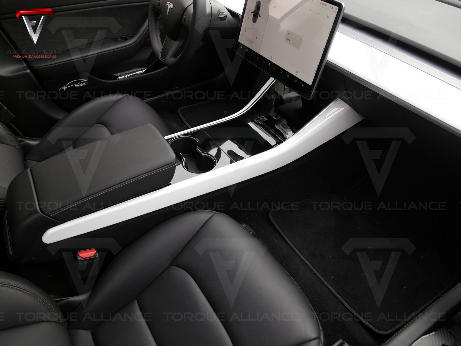 Model 3/Y: Middle Console Edge Trims (2 pieces, ABS + Coating) - Torque Alliance