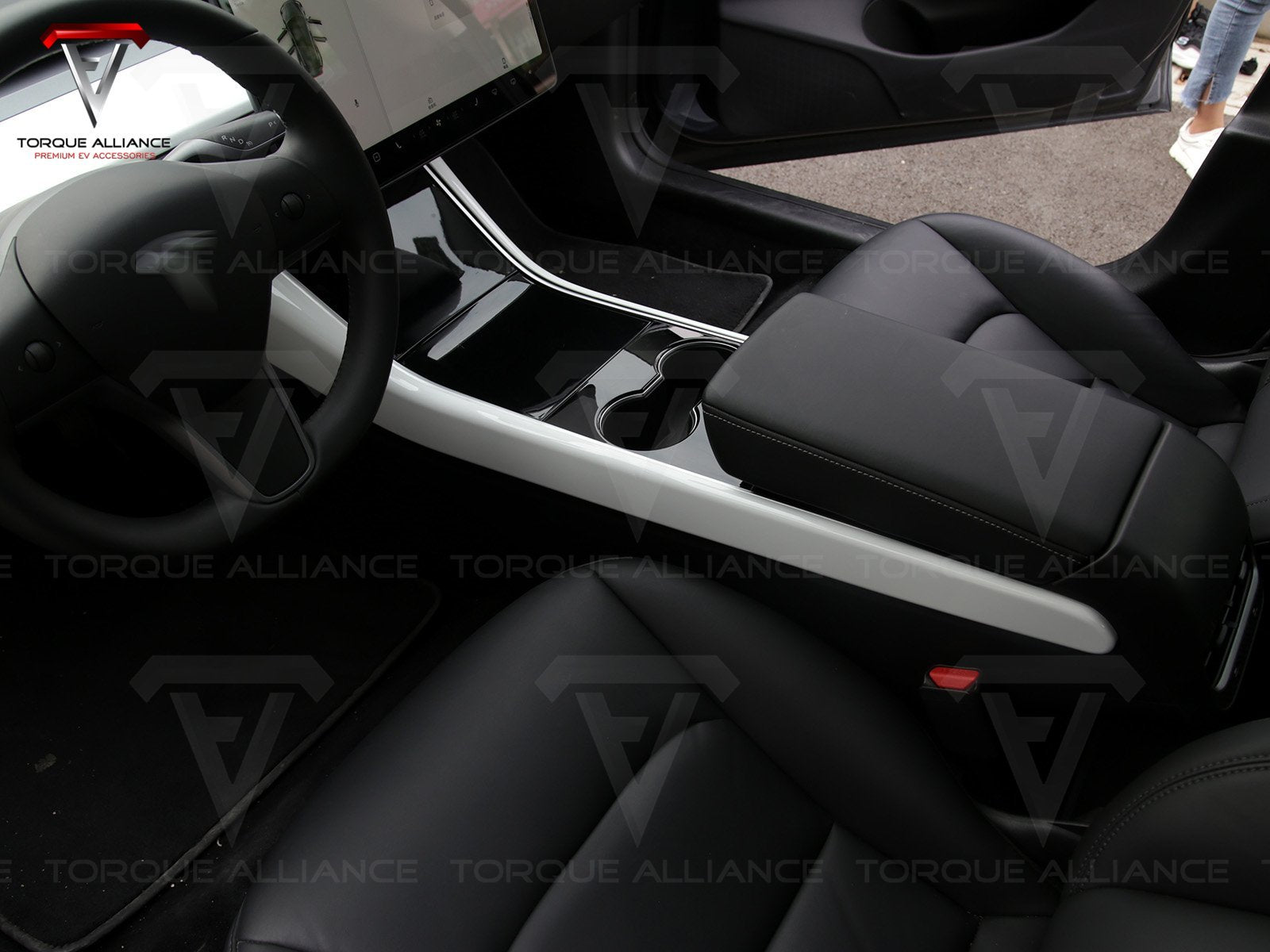 Model 3/Y: Middle Console Edge Trims (2 pieces, ABS + Coating) - Torque Alliance