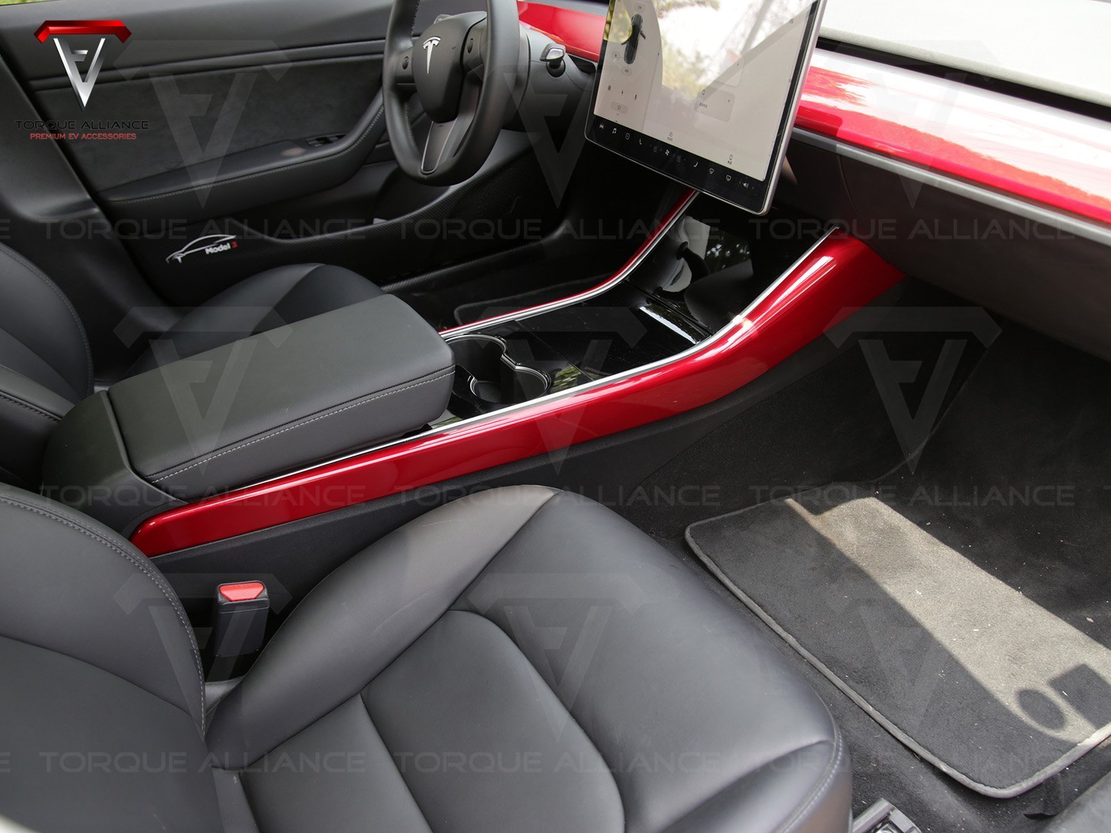 Model 3/Y: Middle Console Edge Trims (2 pieces, ABS + Coating) - Torque Alliance