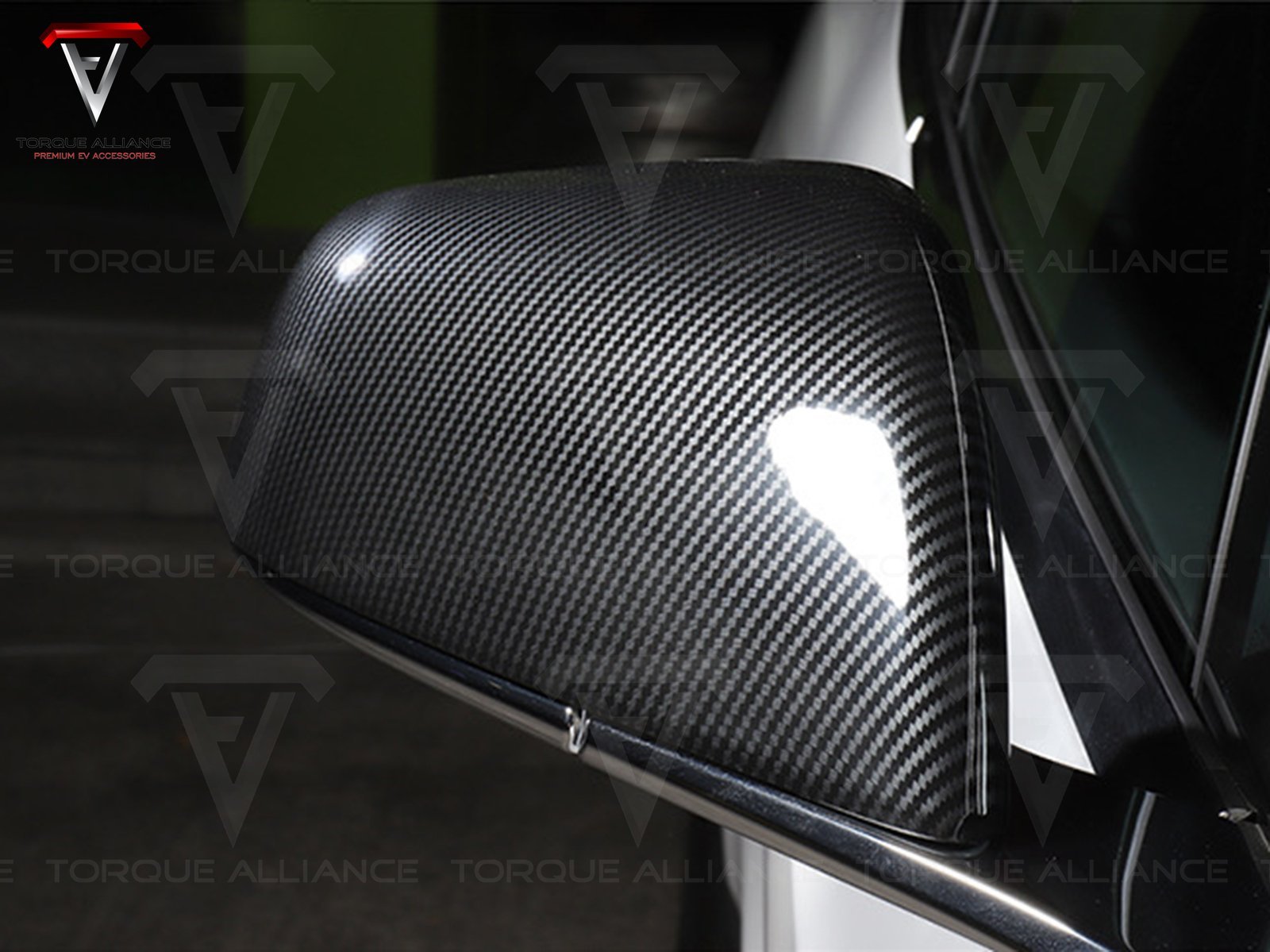 Model S/X: ABS Rearview Mirror Covers (2 pieces, Carbon-look) - Torque Alliance