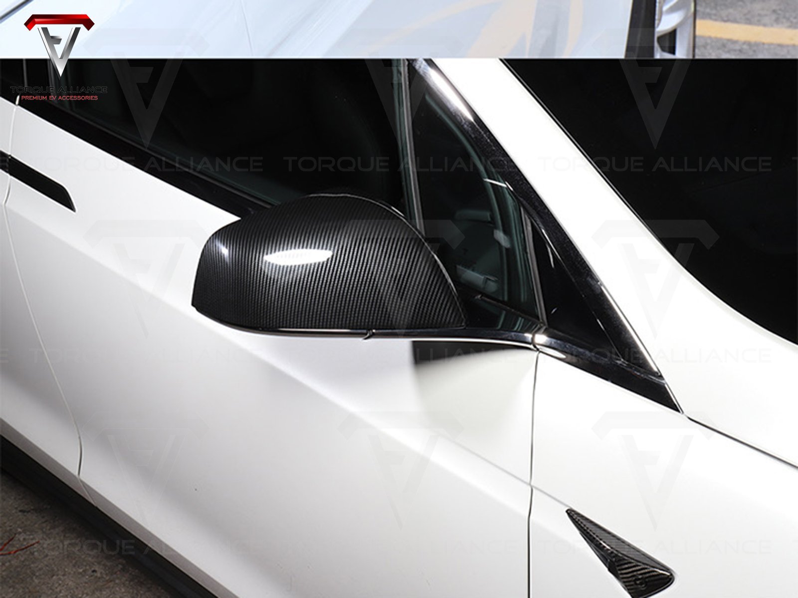 Model S/X: ABS Rearview Mirror Covers (2 pieces, Carbon-look) - Torque Alliance