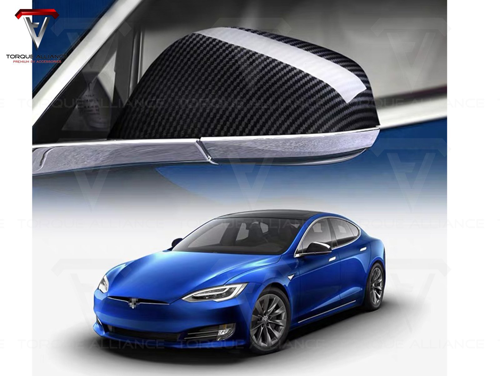 Model S/X: ABS Rearview Mirror Covers (2 pieces, Carbon-look) - Torque Alliance