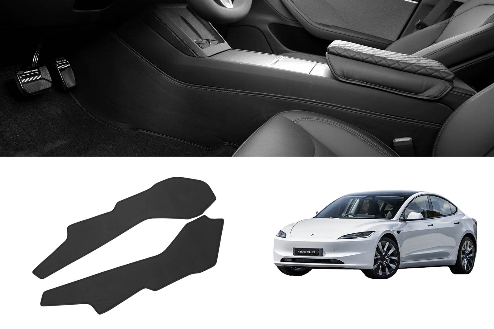 Tesla Model 3 (2024 Highland): Anti-kick Protection Mat for Center Console - Torque Alliance