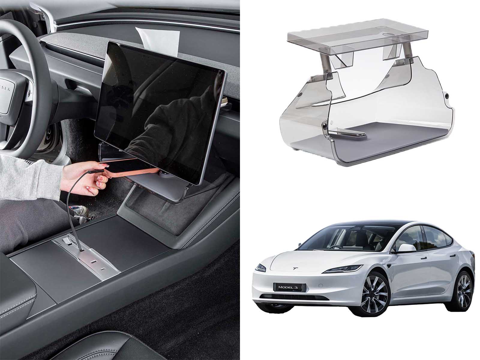 Tesla Model 3 (2024 Highland): Behind Screen Organizer & Under Screen Storage Tray - Torque Alliance