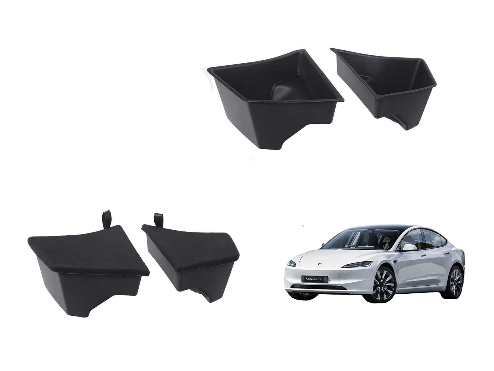 Tesla Model 3 (2024 Highland): Trunk / Boot Side Storage Boxes (L+R set of 2) - Torque Alliance