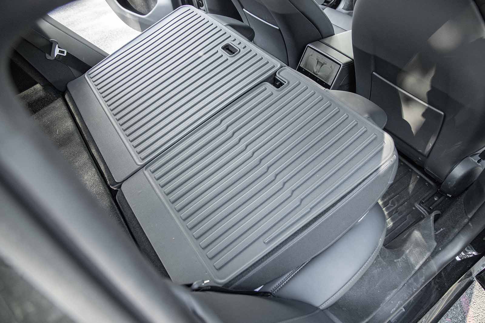 Tesla Model 3 (2024 Highland): Trunk Seat Back Protection Mats, Guard Boot Liner (Premium Recyclable Rubber, 2 pcs) - Torque Alliance