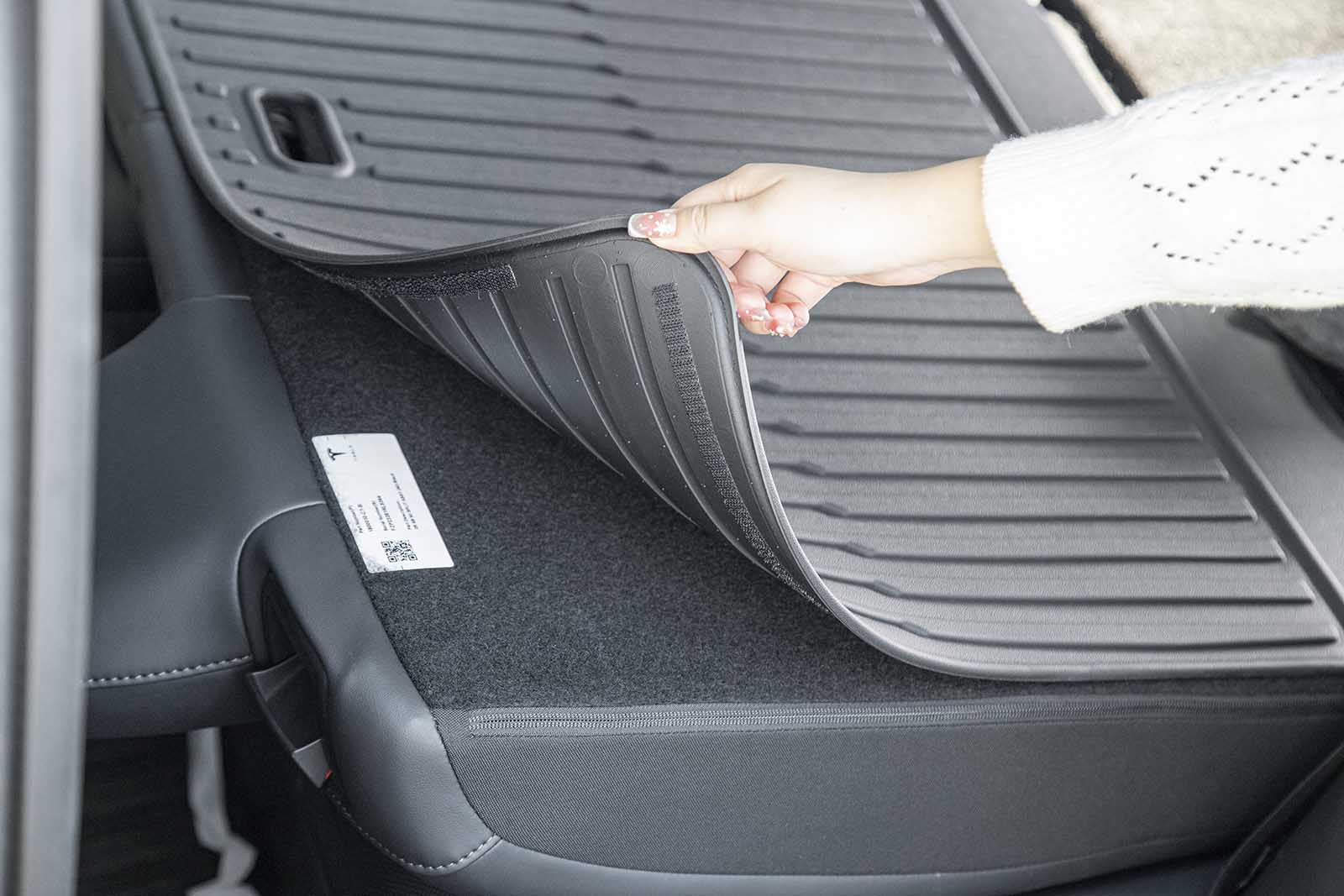 Tesla Model 3 (2024 Highland): Trunk Seat Back Protection Mats, Guard Boot Liner (Premium Recyclable Rubber, 2 pcs) - Torque Alliance