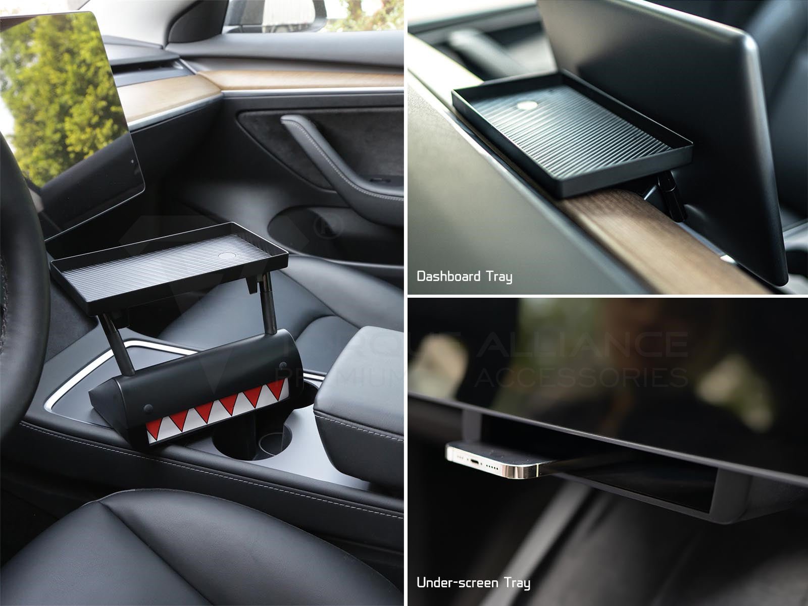 Tesla Model 3 and Model Y: Center Console Organizer Tray + Magnetic Under Screen Storage Box - Torque Alliance