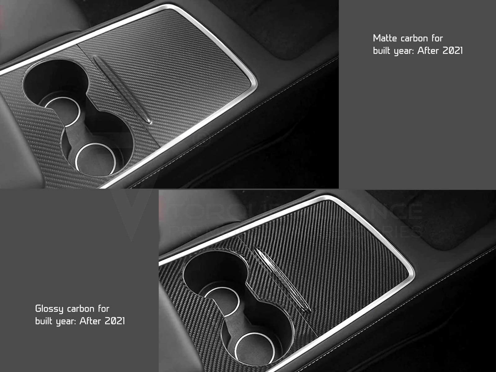 Tesla Model 3 and Model Y: Real Carbon Fiber Middle Console Cover Set (3 pcs) - Torque Alliance