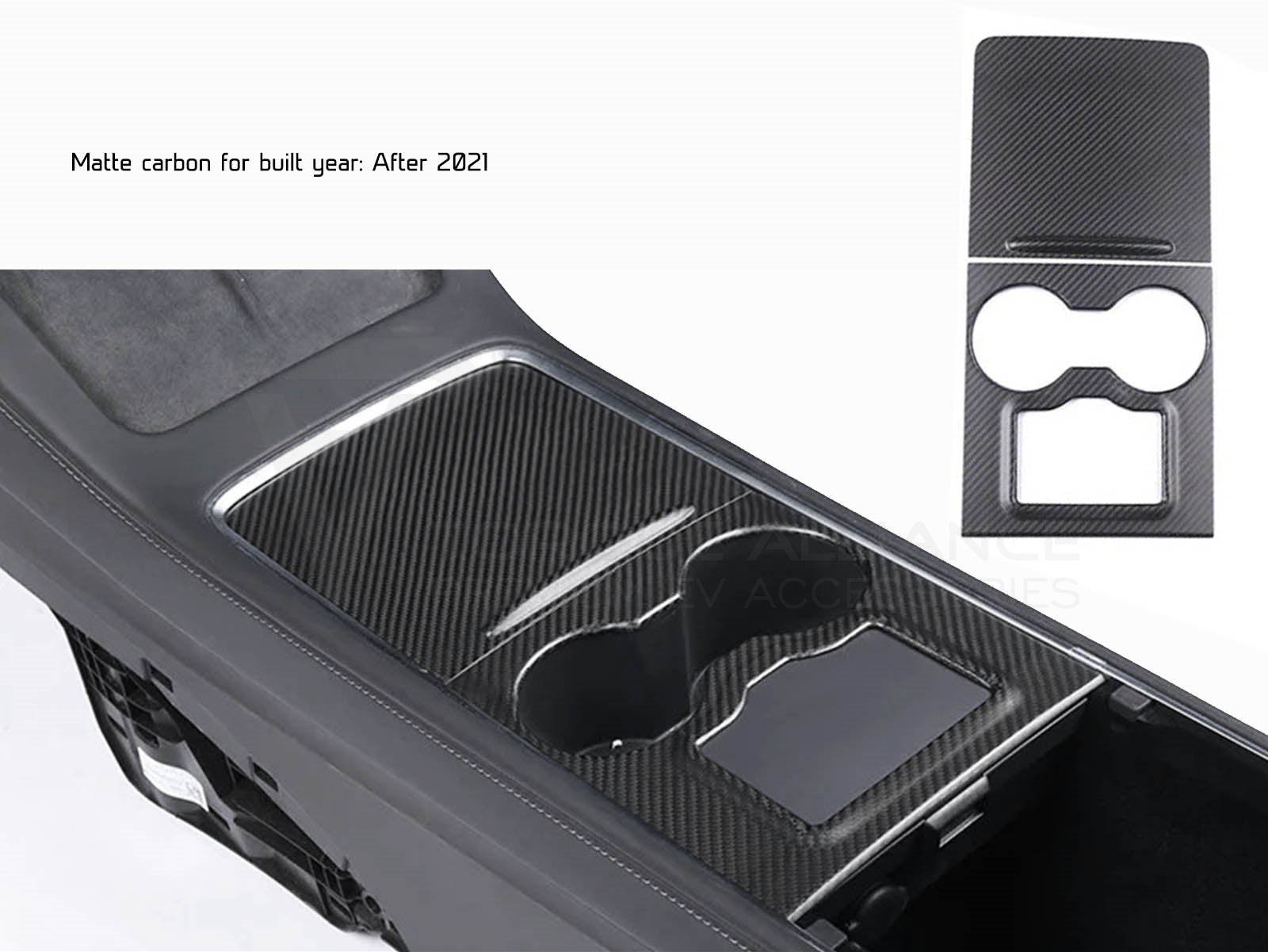 Tesla Model 3 and Model Y: Real Carbon Fiber Middle Console Cover Set (3 pcs) - Torque Alliance