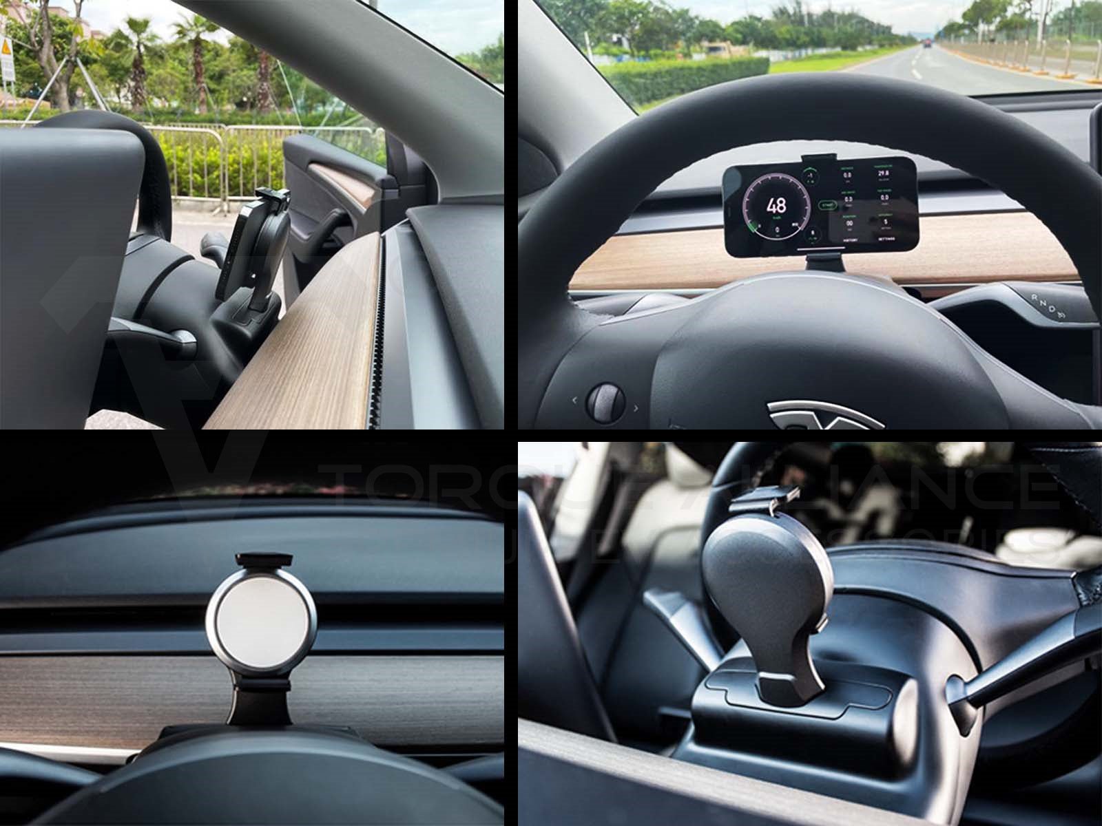 Tesla Model 3 and Tesla Model Y: Instrument Mounted, Super Wireless Phone Charger & Holder - Torque Alliance