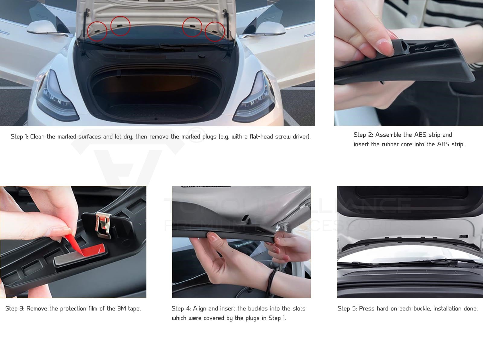 Tesla Model 3: Hood/Frunk Water Barrier Strip - Torque Alliance