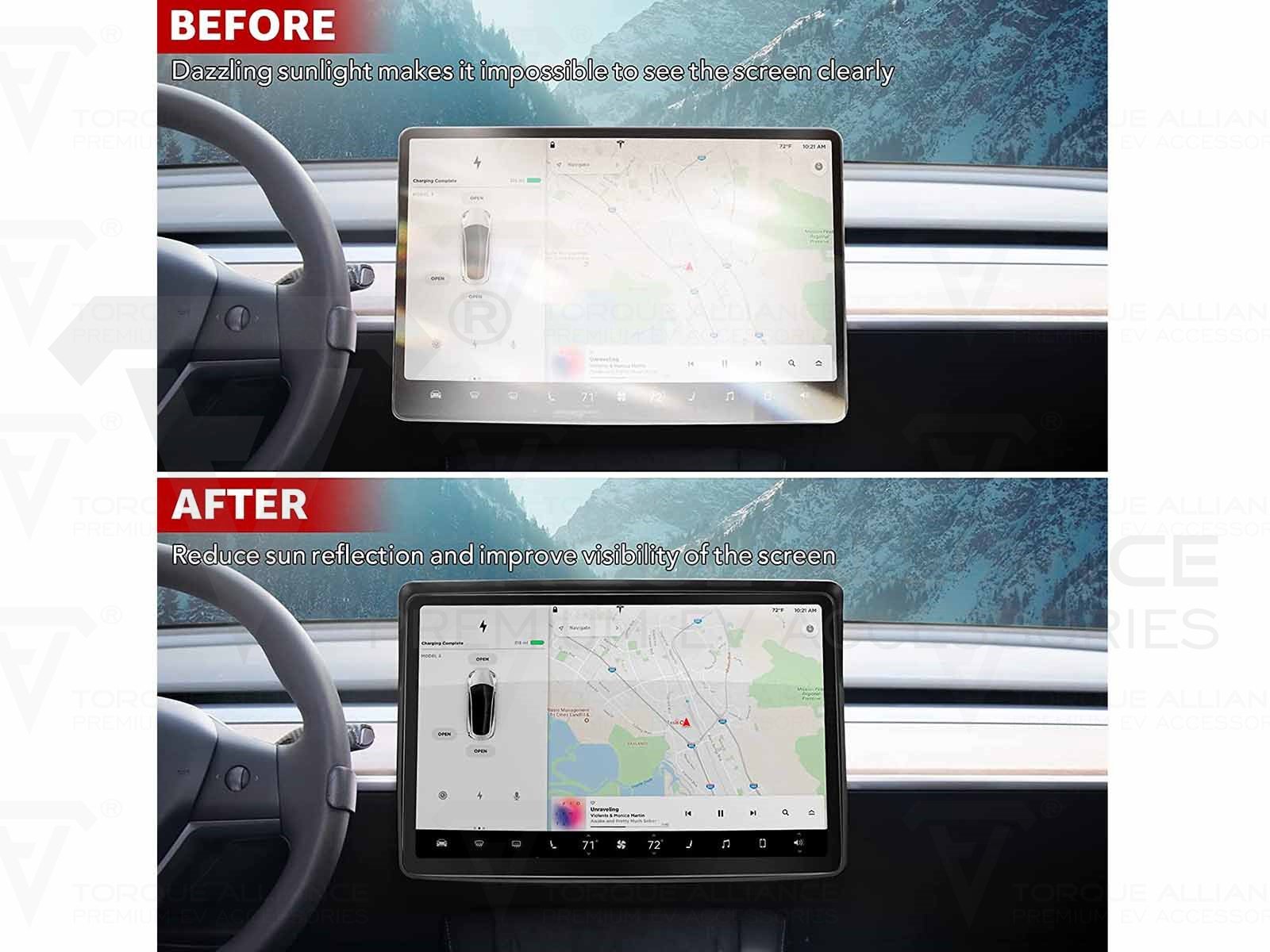 Tesla Model 3&Y: Screen Edge Protector, Anti-glare Cover - Torque Alliance