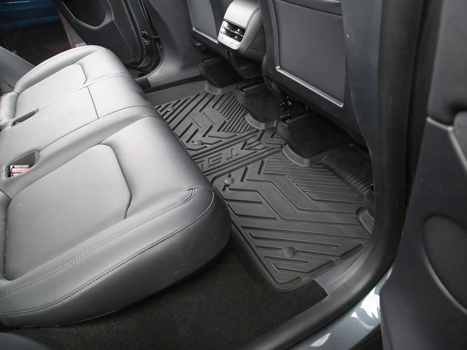 Tesla Model Y: All-weather Interior Floor Mat Set (3 pcs, Premium Recyclable Rubber) - Torque Alliance