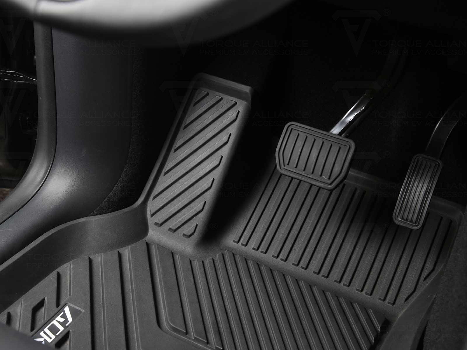 Tesla Model Y: All-weather Interior Floor Mat Set (3 pcs, Premium Recyclable Rubber) - Torque Alliance