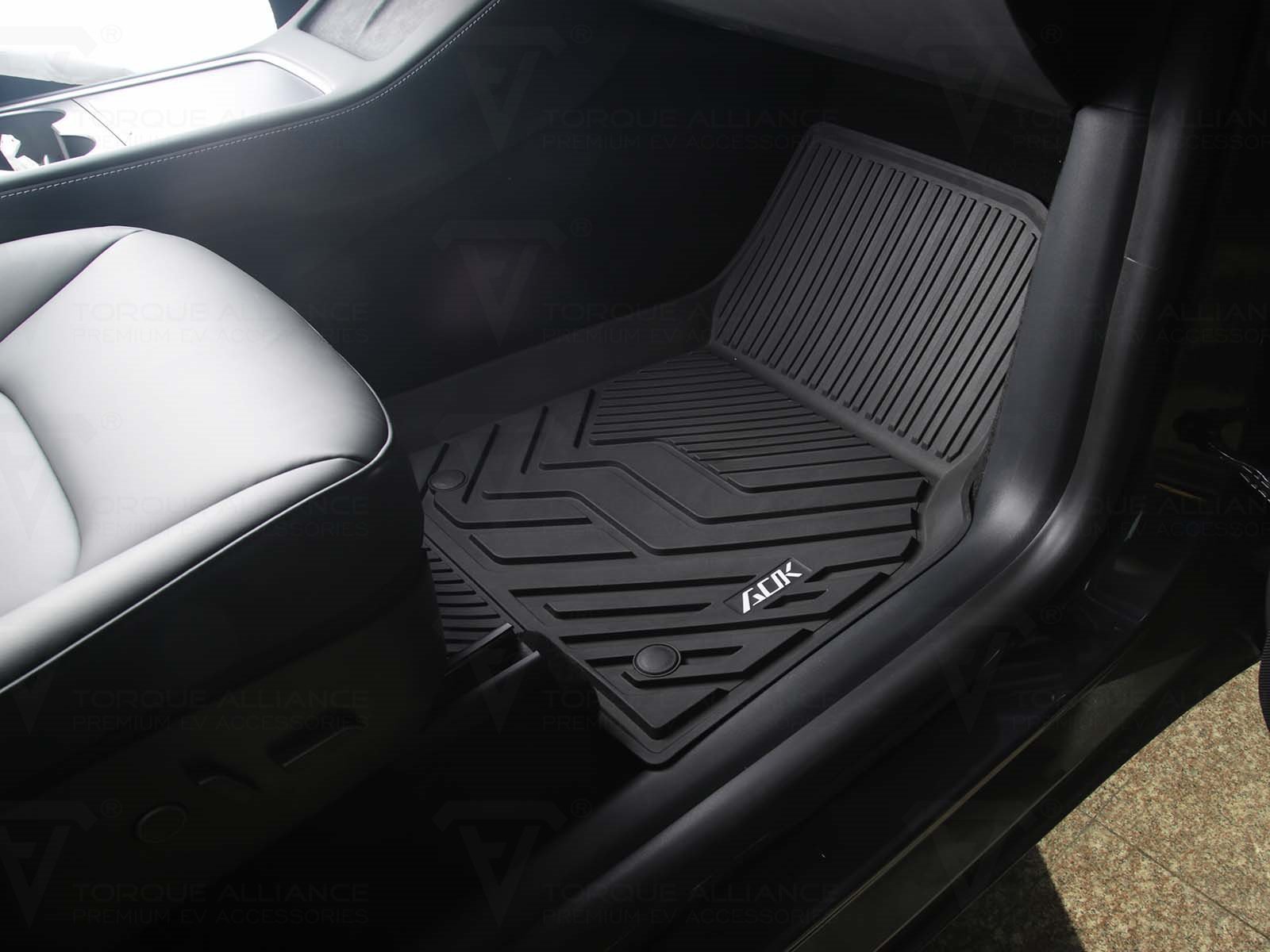 Tesla Model Y: All-weather Interior Floor Mat Set (3 pcs, Premium Recyclable Rubber) - Torque Alliance