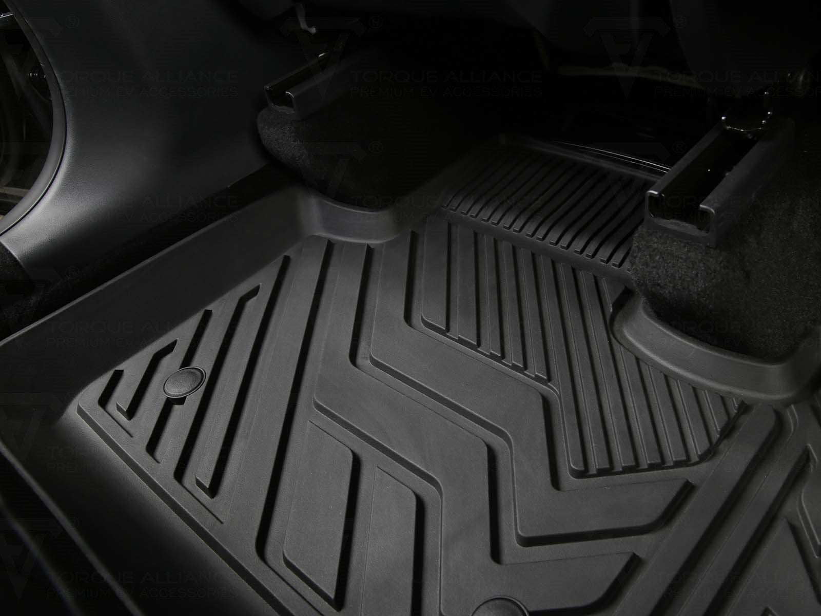 Tesla Model Y: All-weather Interior Floor Mat Set (3 pcs, Premium Recyclable Rubber) - Torque Alliance