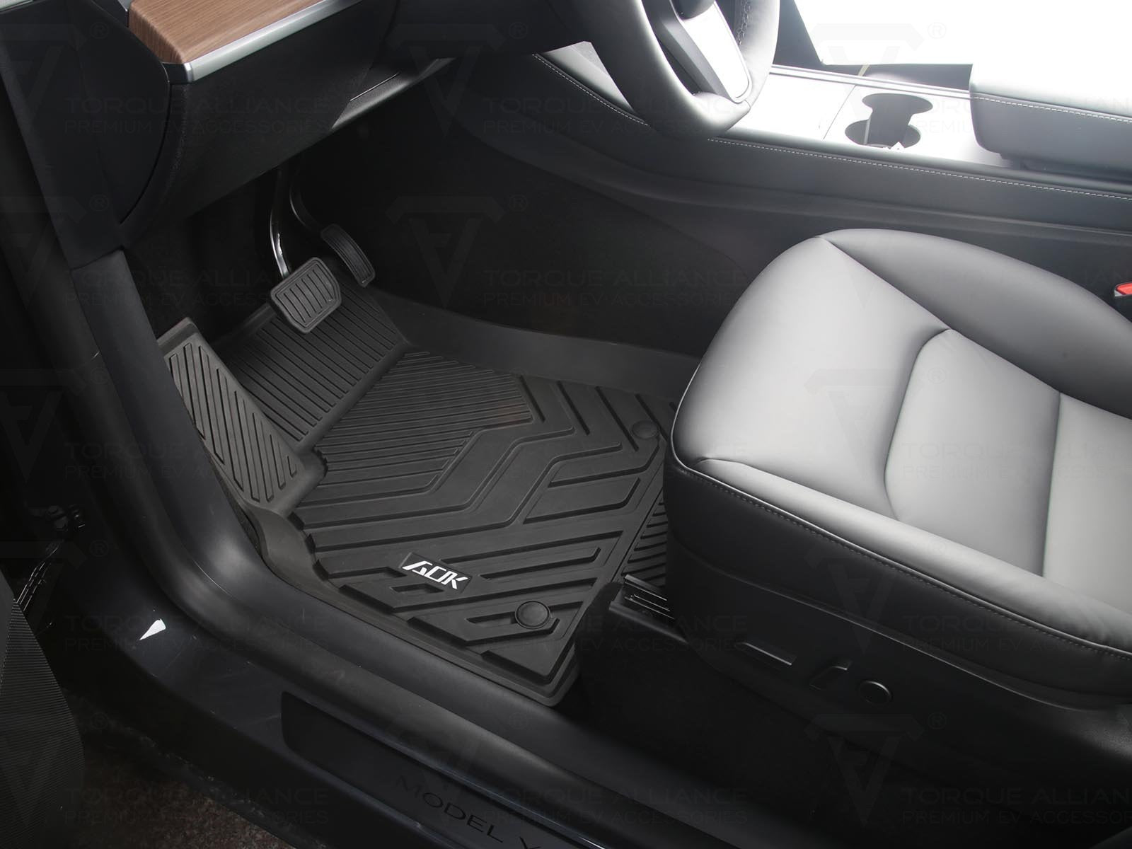 Tesla Model Y: All-weather Interior Floor Mat Set (3 pcs, Premium Recyclable Rubber) - Torque Alliance