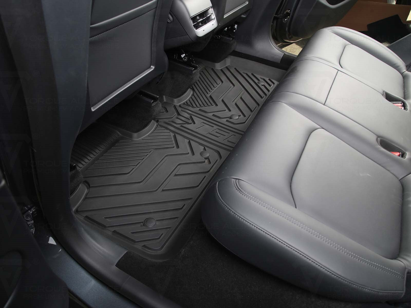 Tesla Model Y: All-weather Interior Floor Mat Set (3 pcs, Premium Recyclable Rubber) - Torque Alliance