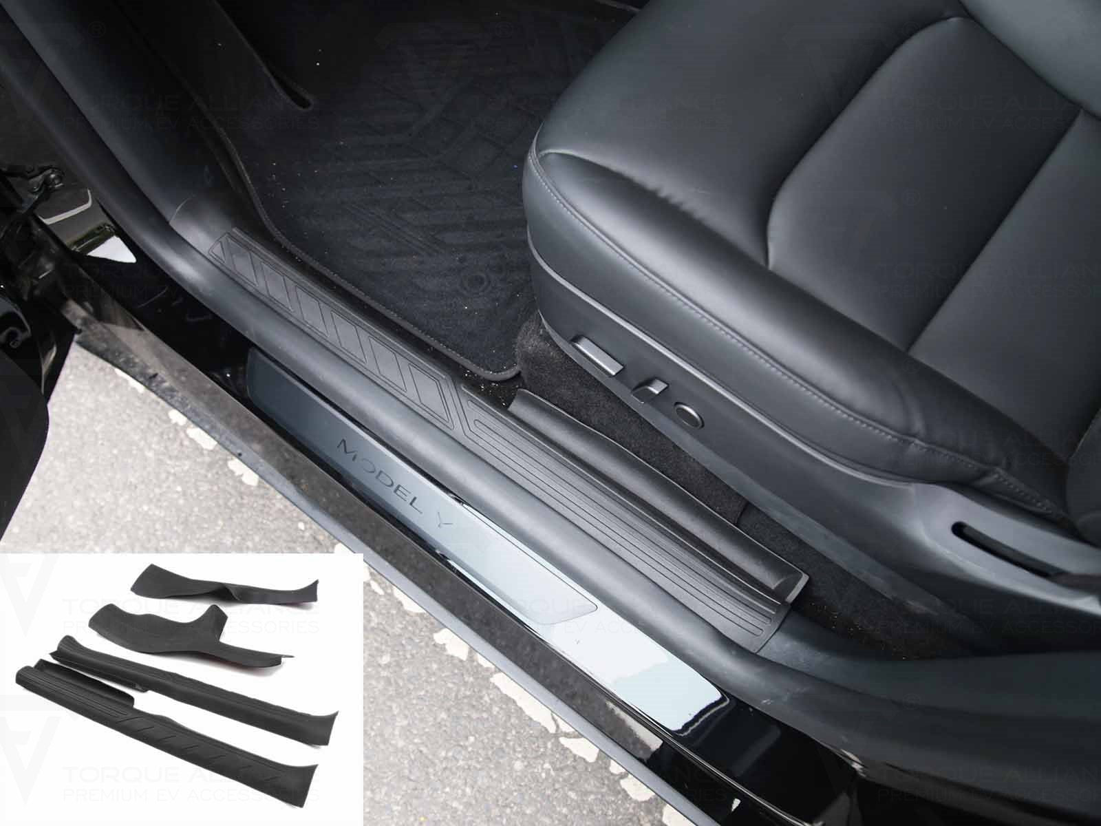 Tesla Model Y: Door Sill Protector Set (TPE Rubber, 4 pcs) - Torque Alliance