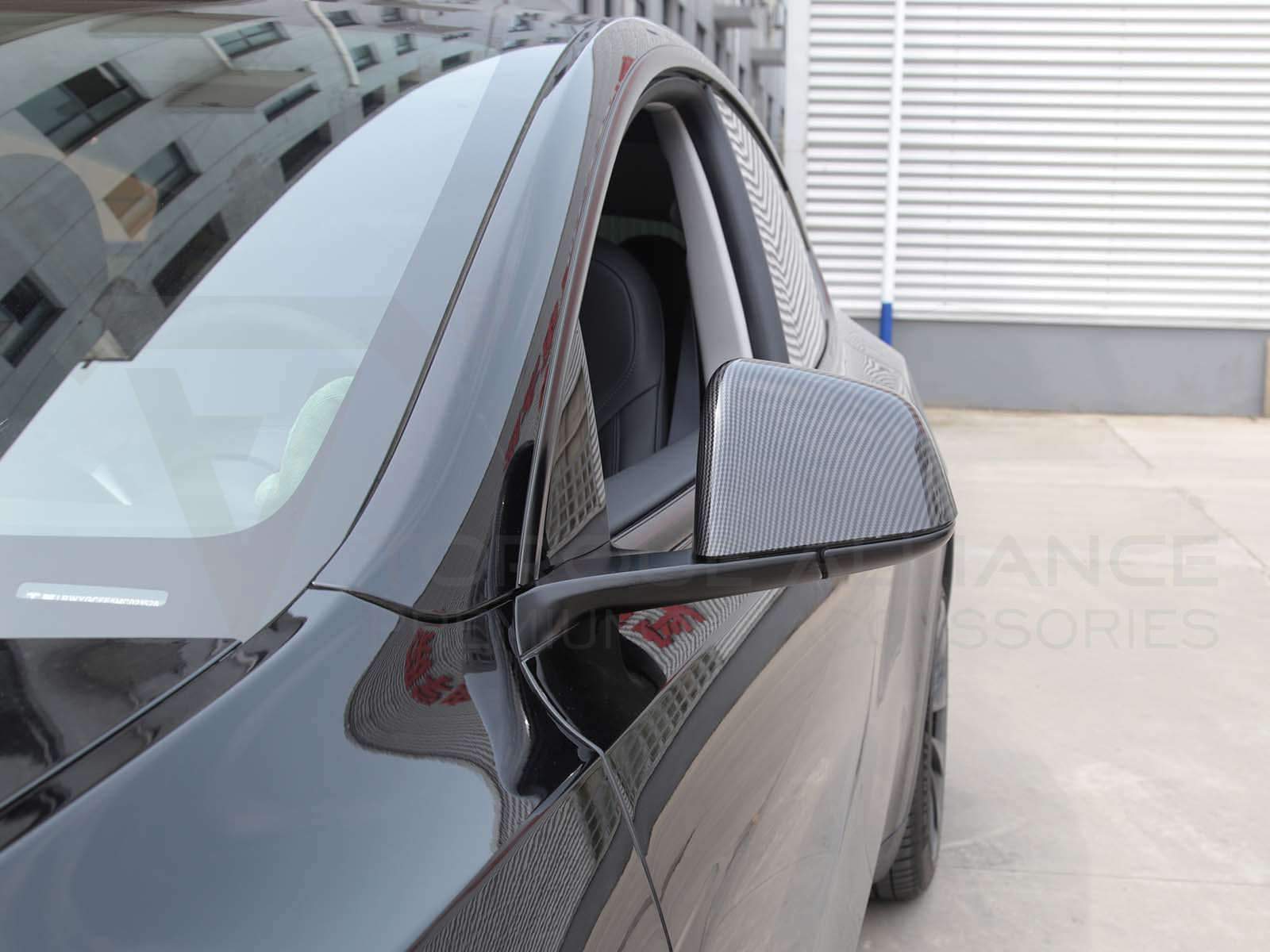 Tesla Model Y: Rear View Mirror Cover Set (ABS + Coating) - Torque Alliance