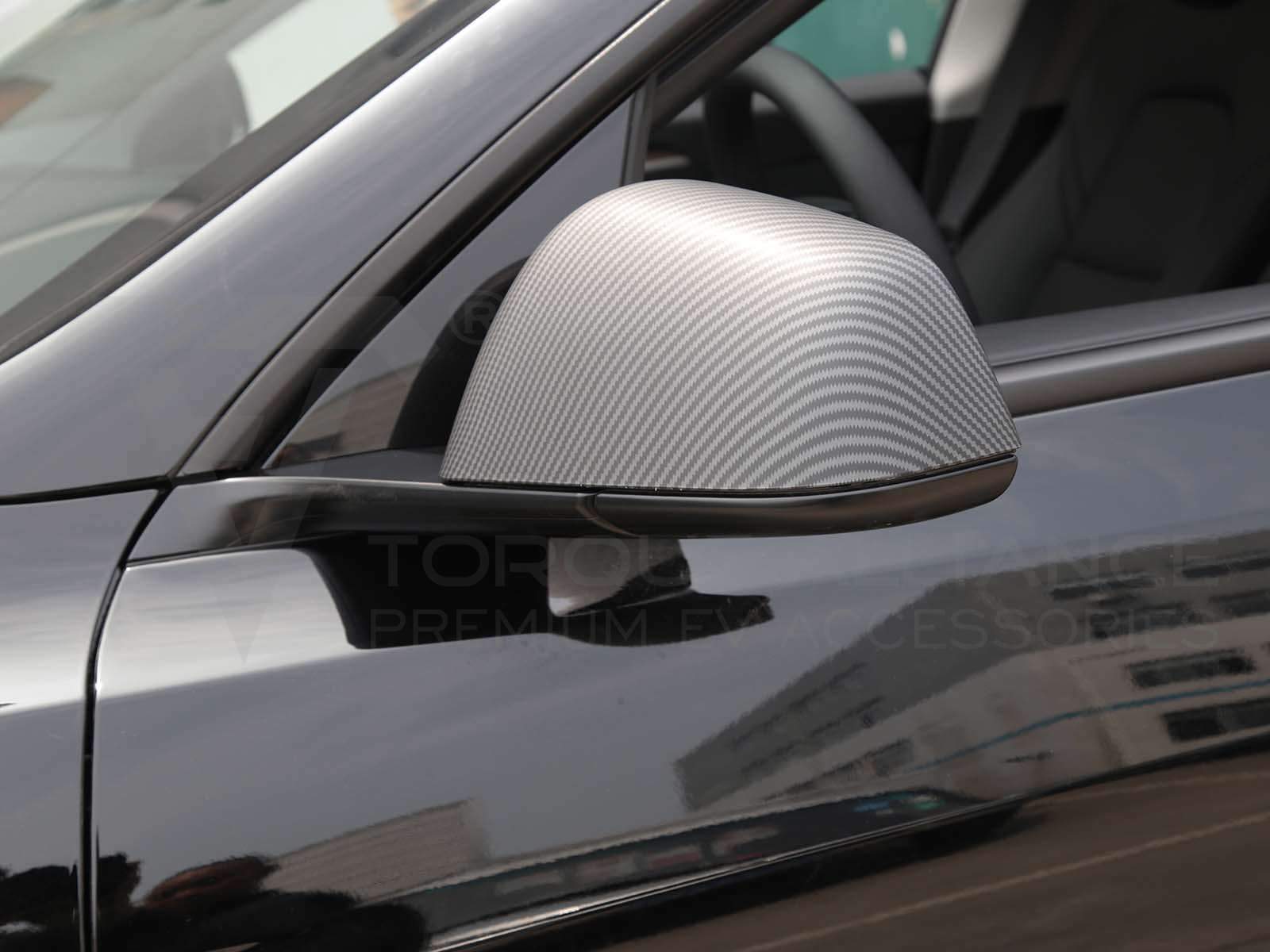 Tesla Model Y: Rear View Mirror Cover Set (ABS + Coating) - Torque Alliance