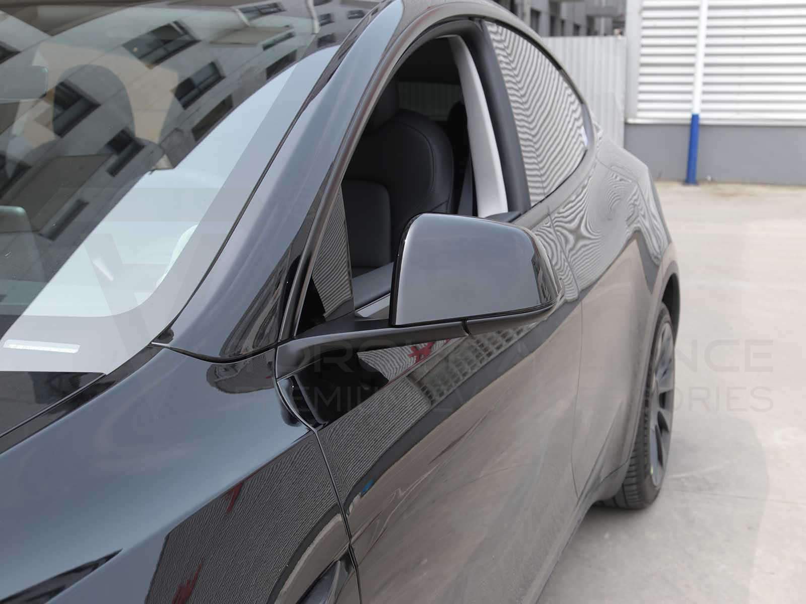 Tesla Model Y: Rear View Mirror Cover Set (ABS + Coating) - Torque Alliance