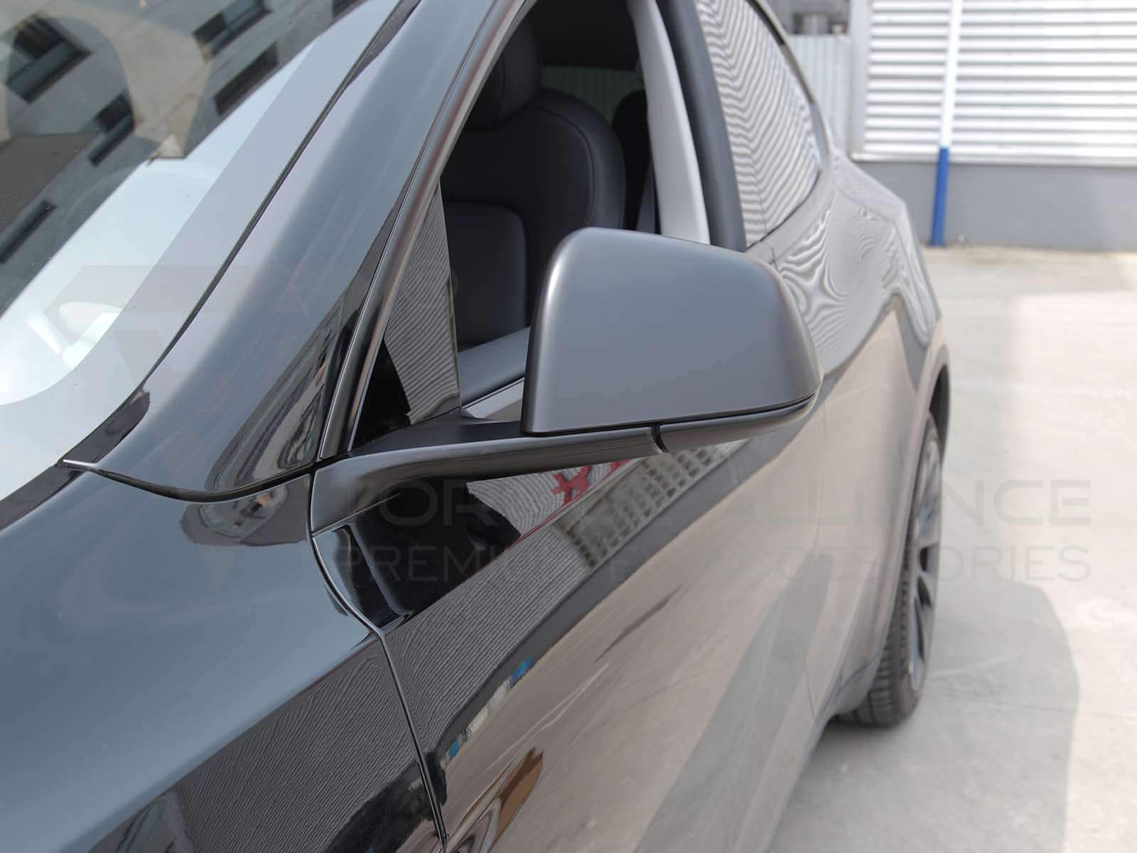 Tesla Model Y: Rear View Mirror Cover Set (ABS + Coating) - Torque Alliance