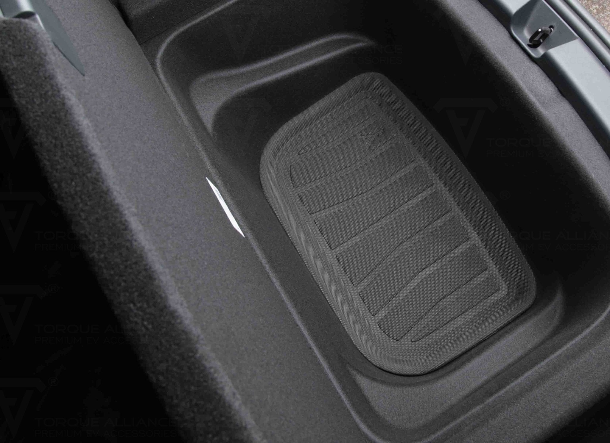 Tesla Model Y: Trunk Lower Compartment Mat (3D-TPR Rubber) - Torque Alliance