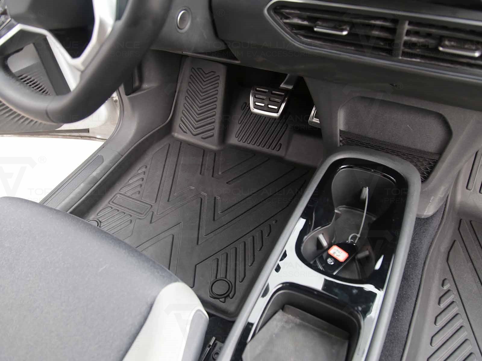 VW ID 3: Premium Recycle Rubber 3D All Weather Interior Floor Mats with Raised Edge, Left-hand-drive - Torque Alliance