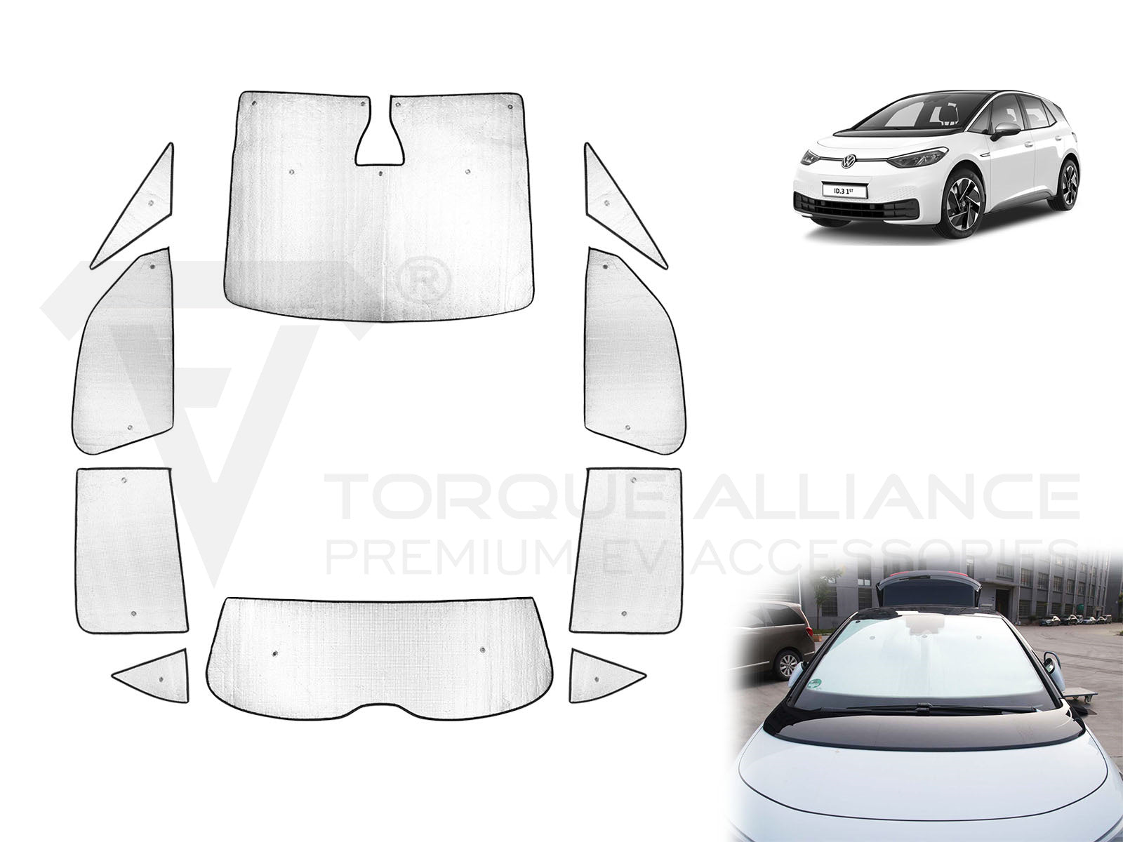 VW ID 3: Sunshade, Sun Screen, Sun Shield Set (10 pcs) - Torque Alliance