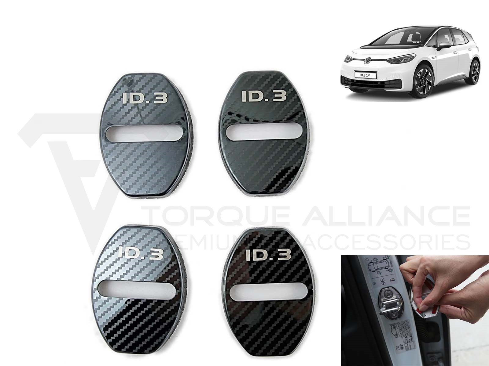 VW ID.3 : Jeu de capuchons de verrouillage de porte (aluminium, 4