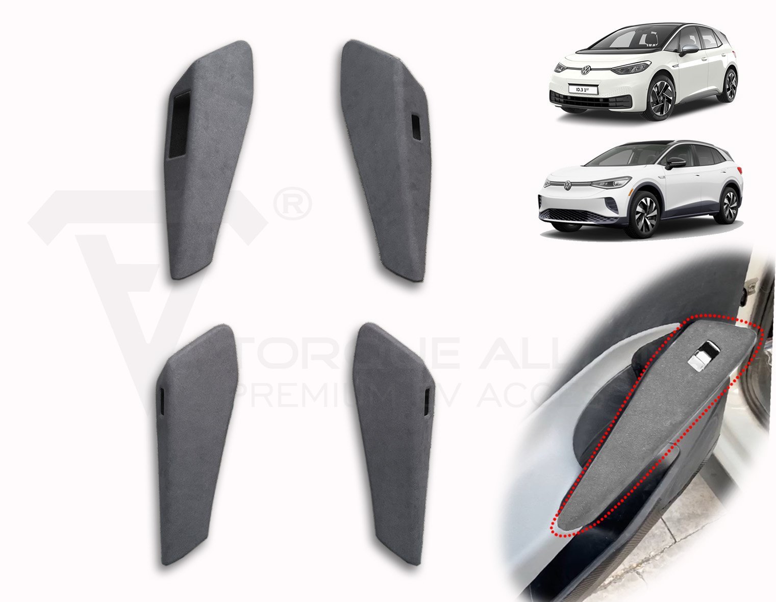 VW ID.3, ID.4_Alcantara Interior Door Handle Cover Set (4 pcs) - Torque Alliance