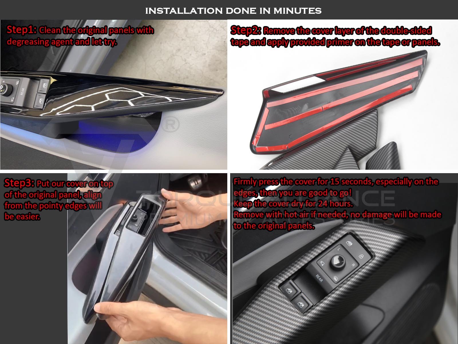 VW ID.3,ID.4_Interior Door Handle Cover Set (ABS + Coating, 4 pcs) - Left Hand Drive - Torque Alliance