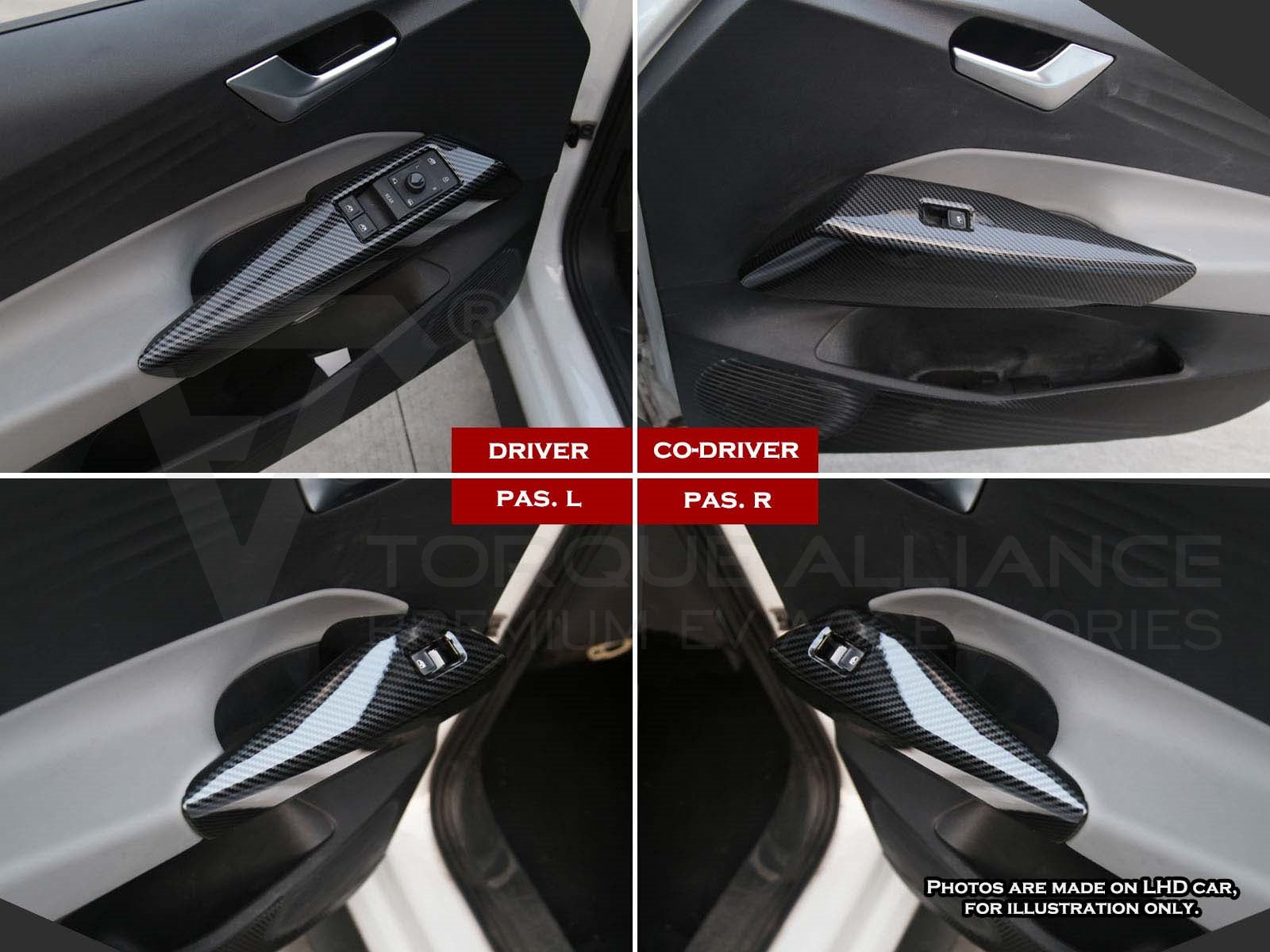 VW ID.3,ID.4: UK RHD, Right-hand-drive, Interior Door Handle Cover Set (ABS + Coating, 4 pcs) - Torque Alliance